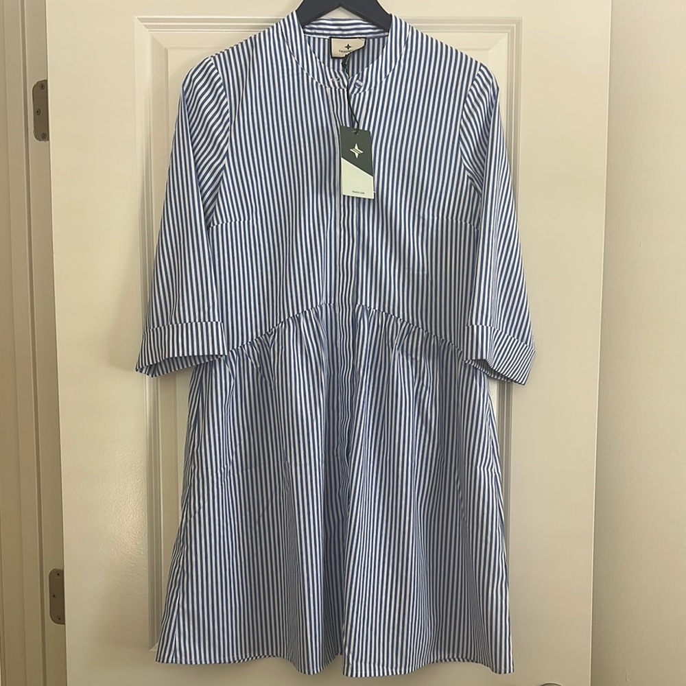 Tuckernuck blue stripe royal shirt dress NWT